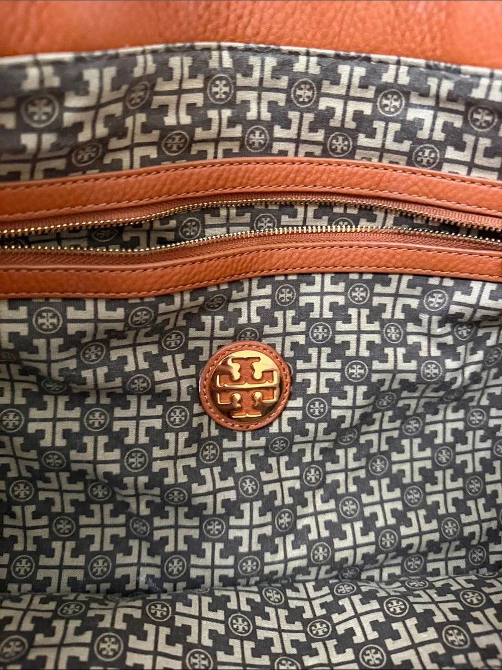 Tory Burch White Canvas Tote with Navy and Pink Striped Handles